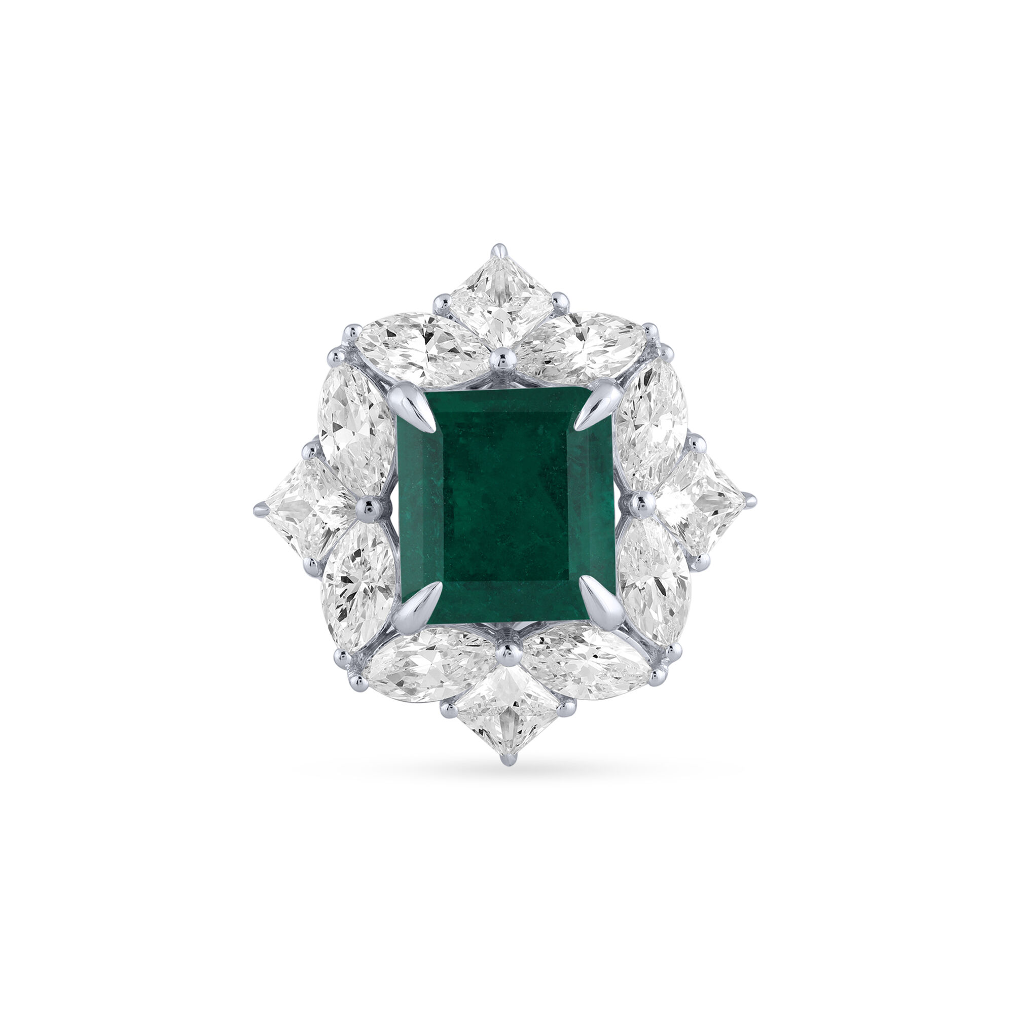 Birks Pure Desire Emerald Octagon Cut Ring with Diamonds in White Gold Maison Birks